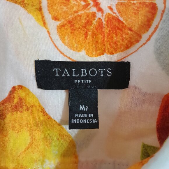 TALBOTS Button-up Shirt Lemons & Oranges Size M - Picture 2 of 5